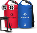 Earth Pak Waterproof Dry Bag - Roll Top Waterproof Backpack Sack (20L Red &amp 20L Blue)