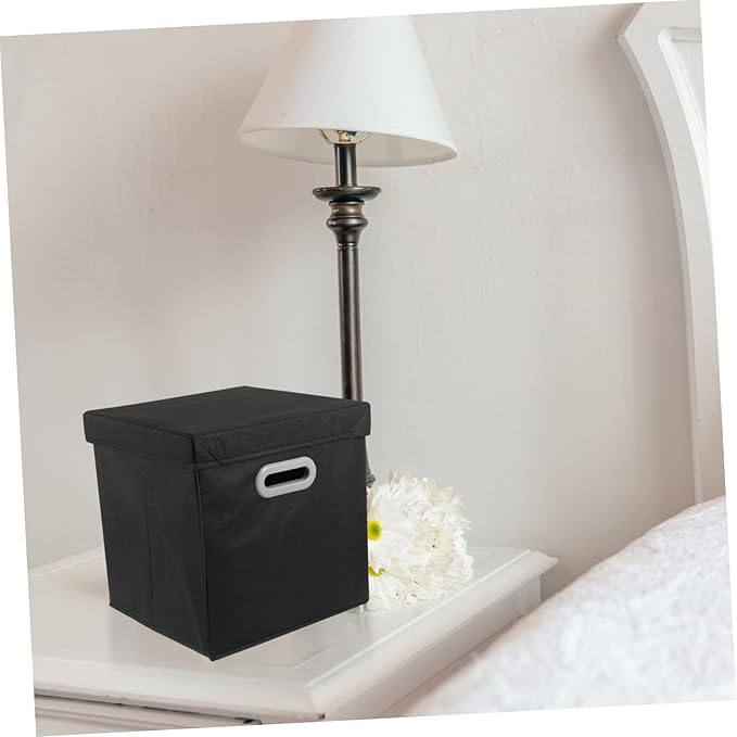 Collapsible Storage Cubes Handles Fabric Lid Storage Box for Closet under Bed Stuffed Animals
