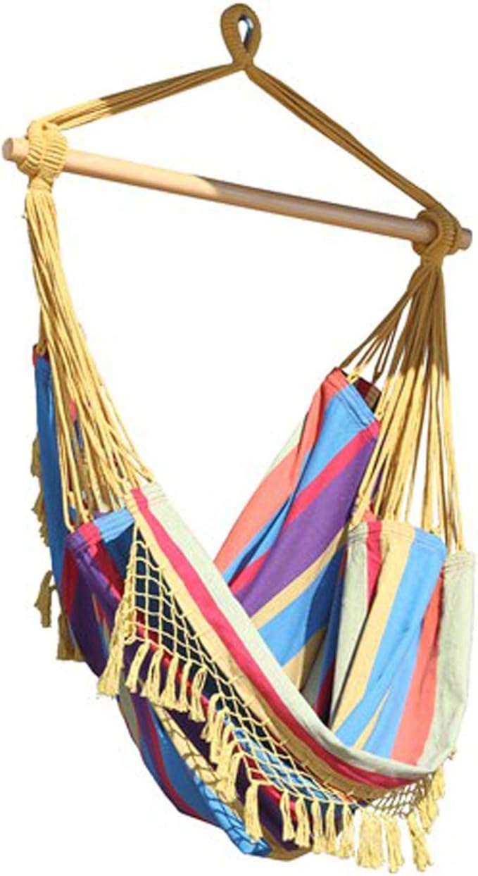 Vivere Cotton Hammock Chair with Hardwood Spreader Bar - 250 lb Capacity (Paradise)