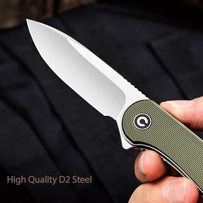 CIVIVI Knives Elementum Folding Pocket Knife 2.96 D2 Satin BladeG-10 Handles C907E (Green)