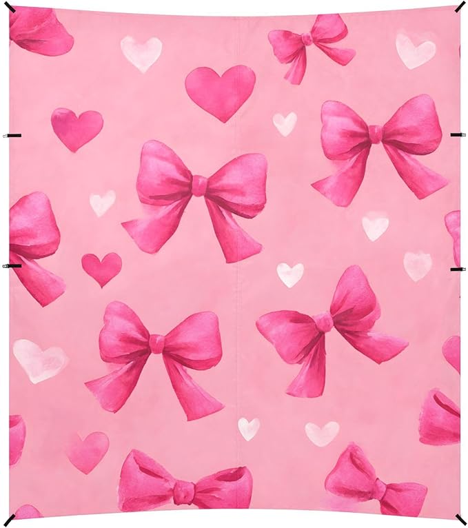 ALAZA Pink Bows Love Pattern Beach Tent Sun Shelter Portable Canopy Sunshade for Outdoor Camping Picnics Backyard Fun 10x9 ft