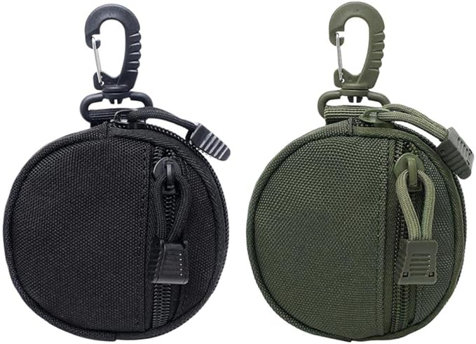 Outdoor Molle Key Pouch Change Purse Utility Waist Bag 2 Pack - Nylon Material - Multifunction Key Holder and Coin Bag - Compact and Versatile for Camping Travel and Outdoor