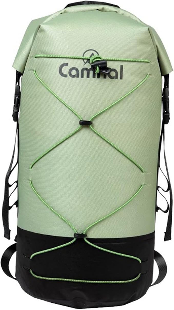 40L Waterproof Dry Backpack for Kayaking Boating Swimming with Wet Dry Separation Outdoor Adventure Gear- Green