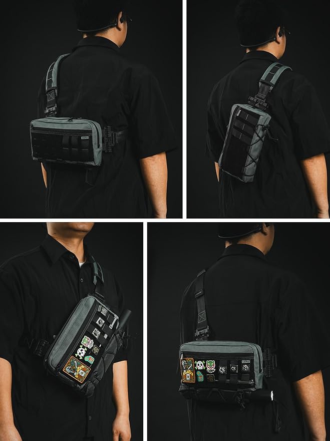 TACTICAL_GEEK Crossbody Shoulder Bag Multipurpose Daypack Chest Backpack Casual Sling Bag for Men &amp Women (L3C-Grey)