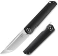 Miki Pocket Samurai Folding Knife G10 Handle Tanto w/ D2 Plain Blade Outdoor Camping Hiking Knife Fishing And Everyday Carry nique Tool Gift for EDC Men Women (Black-A)