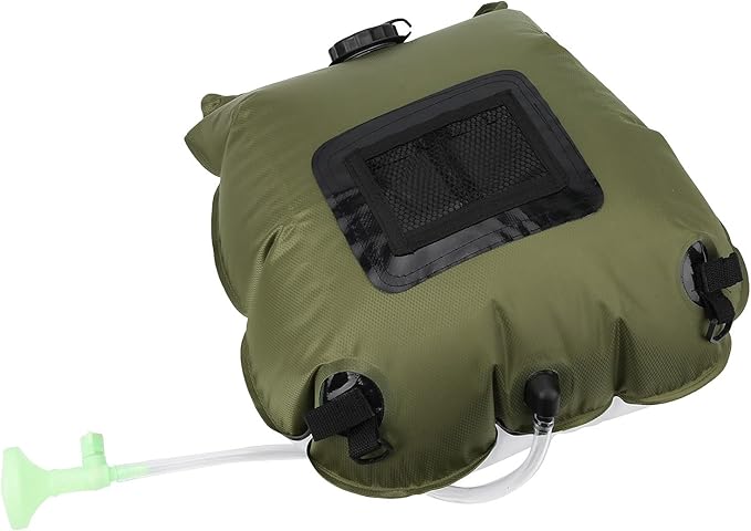 Portable Solar Heated Shower Bag for Camping and Hiking PVC Material 20L Capacity with Thermometer and Shower Nozzle Foldable and Easy to Carry