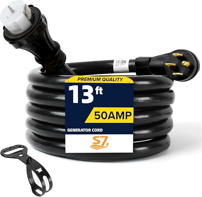 50 Amp Generator Extension Cord 13FT STW 6/3 + 8/1 Power Cord N14-50P &amp SS2-50R &amp CS6364 Twist Lock Connectors