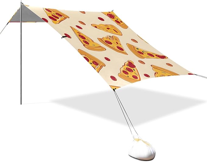 ALAZA Pizza Dot Pattern Beach Tent Sun Shelter Portable Canopy Sunshade for Outdoor Camping Picnics Backyard Fun 10x9 ft