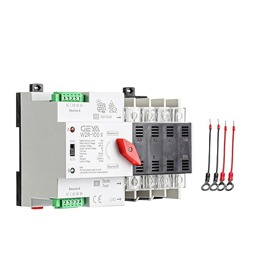 GEYA 4P 100A AC230V Automatic/Manual Transfer SwitchATS Dual Power Auto Transfer SwitchUninterruptible Millisecond-Level ATSDIN Rail Mounting（W2R 4P 100A AC230V）