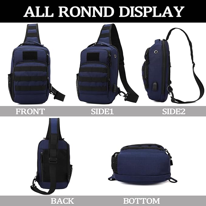 Valinov Tactical Shoulder BagMolle Shoulder BackpacksMilitary Sling Daypack Backpack with USB Charging port