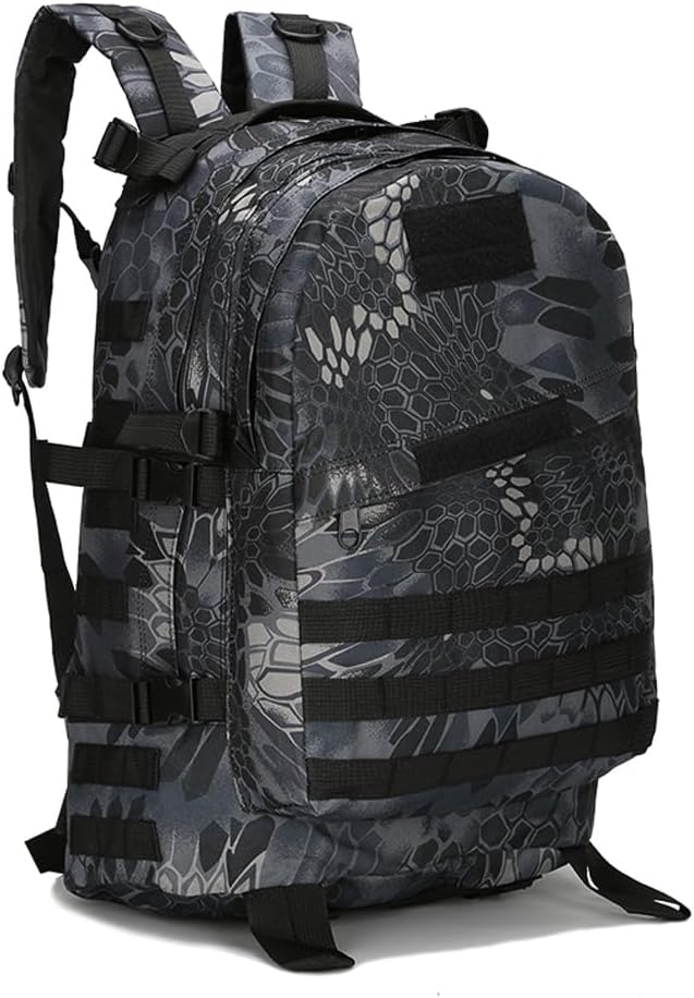 36-55L Military MOLLE Backpack for Men and Women Rucksack Tactical Assault Pack Bag for Hunting Camping Trekking (Python Pattern Black)