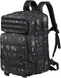 56L Tactical Backpack Military Molle Backpack Army 3 Day Waterproof Durable Hiking Rucksack for Men 24H Outdoor Survival Bug Out Bag for Camping Travel Hunting Camouflage Black