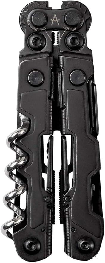 SOG PowerLitre Mini Utility Multi-Tool w/ 19 Lightweight Tools Compact 5 Inch Long Utility Tool with Knife Screwdriver Hex Bit Holder Black