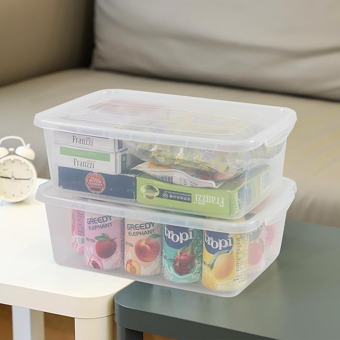 Farmoon 14 Quart Clear Storage Bin Plastic Latch Containers/Boxes with Lid 4 Packs