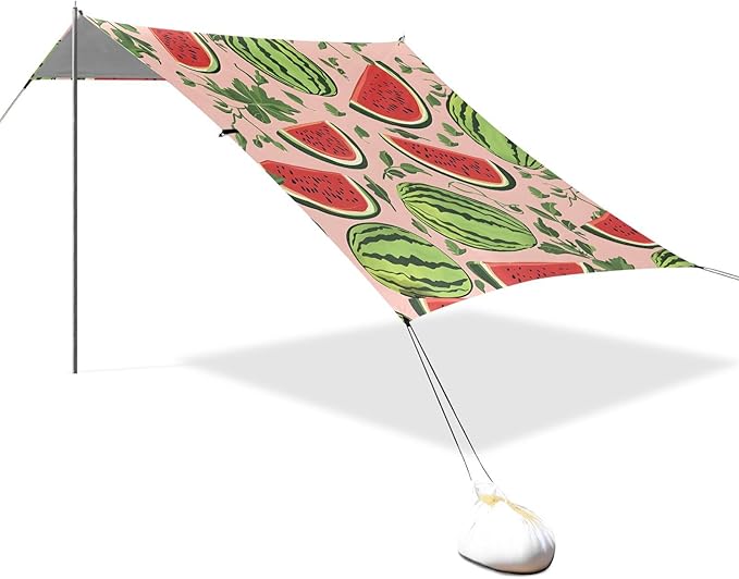 ALAZA Hand Drawn Watermelon Pattern Beach Tent Sun Shelter Portable Canopy Sunshade for Outdoor Camping Picnics Backyard Fun 10x9 ft
