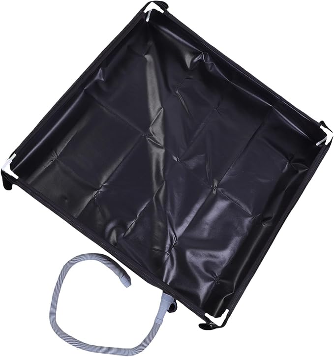 aqxreight Portable Shower Tray Foldable Shower Base Bottom Drain Detachable Drain Pipe for Tent Camping RV Beach (Black)