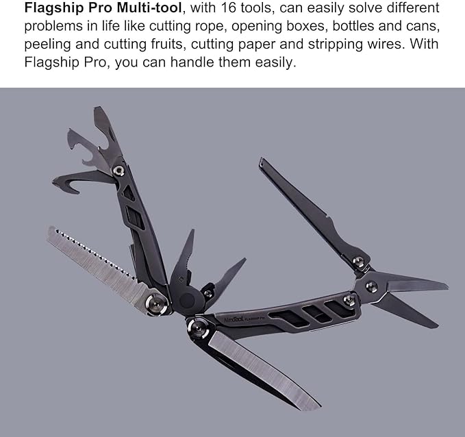 NEXTORCH MT10 16-in-1 Multi-Tool Stainless Steel Multitool Pliers with 50Cr15MoV Pocket Knife Huge Scissors EDC Multitool Utility Tool for Camping Outdoor Activities