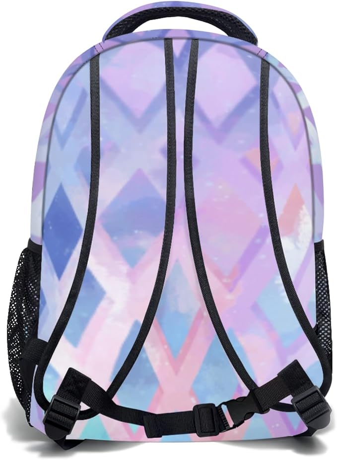 Girls Backpack Cute Pastel Geometric Backpacks for School Lightweight Large Capacity Student Bookbag for Elementary Middle Teen Girls Back to Schools Travel Daypack 17.32 x 12.59 x5.9