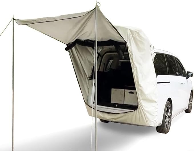 Car Side Awning Tent for SUV MPV Camping with Double Layer Mesh Design Waterproof 210D Oxford Fabric Outdoor Shelter Sunshade Canopy with Storage Bag