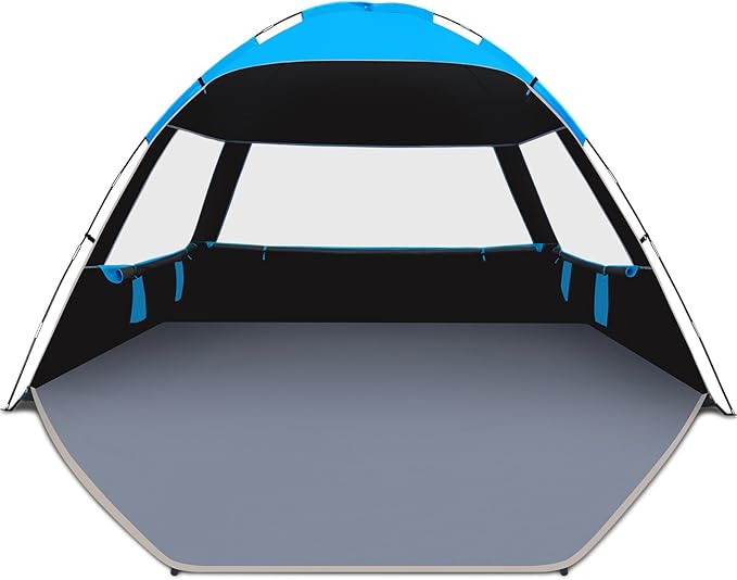 Venustas Beach Tent Sun Shelter for 3/4/6/8 Person UPF 50+ UV Protection Beach Canopy Lightweight and Easy Setup Cabana Portable Shade Tent