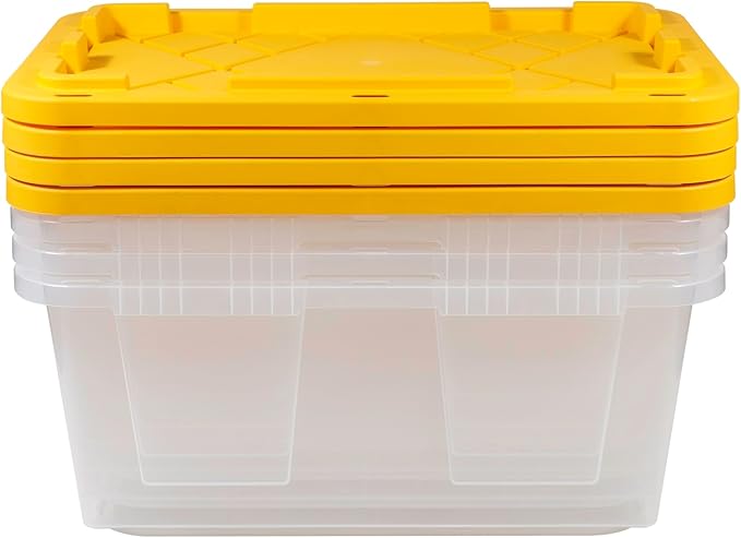 Office Depot® GreenMade® Professional Storage Totes 23 Gallon Clear/Yellow Pack Of 4 Totes