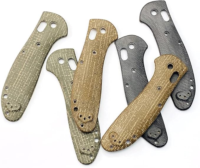 1 Set Scales Handle Fits for Benchmade Griptilian 551 Micarta Handle Patch with 3 Sets Support Shafts