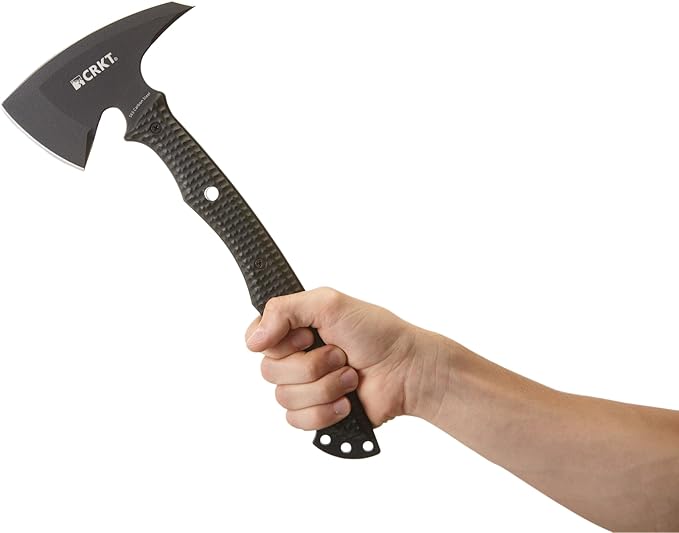 CRKT Kangee T-Hawk Outdoor Survival Black Tomahawk with Sheath: SK-5 Plain Edge Blade Glass-Reinforced Nylon Handle 2725
