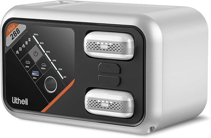 Litheli 288 Series Portable Power Station 287Wh Lithium Battery Solar Generator（2 x 74Wh Battery Pack Shipped Separately) 300W AC Outlet 0-95% in 50Min Power Bank for Outdoor Emergency RV Van