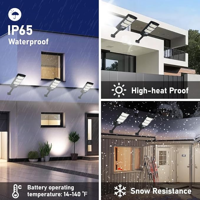 Solar Lights Outdoor Waterproof 6 Pack Solar Flood Street Lights Dusk to Dawn Motion Sensor 6500K LED Security Outdoor Lights with Remote Control for Patio Barn Yard Garage Garden