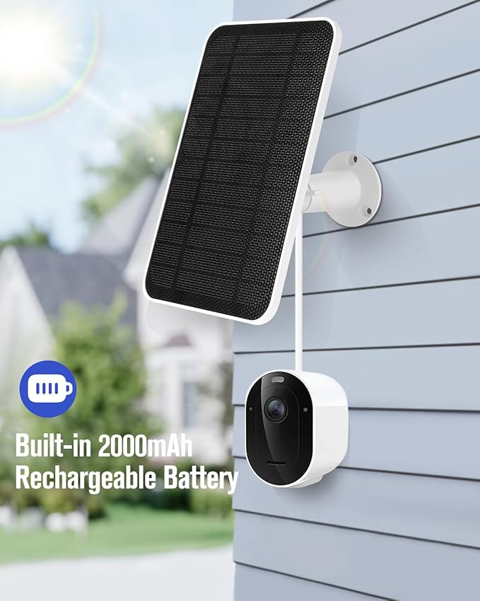 Solar Panel Charger Compatible with Arlo Pro 6/6 XL Built-in Battery Solar Panel for Arlo Pro Security Camera 2K HDR (6th Gen 2025 Release) IP65 Weatherproof USB-C Plug 9.8ft Charge Cable 1 Pack