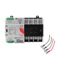 63Amp AC220V Automatic/Manual Transfer Switch 4P 50/60Hz 4POLE 63A Mini ATS Solar Auto Dual Power Switch W2R for Home Generator Din Rail Mount Cn Automatic Changeover Fast Transfe forRvLv Power