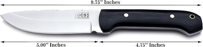GCS Handmade Micarta Handle D2 Tool Steel Tactical knife Hunting Knife Camp Knife with leather sheath Full tang blade designed for Hunting &amp EDC GCS 108