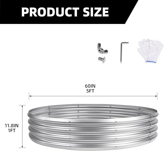 60 Inch Fire Pit Ring for Outside 5FT Diameter Wood Burning Fire Ring Large Round Galvanized Steel Fire Pit Metal Outdoor Fireplace for Backyard Patio Camping Bonfire (Silver)
