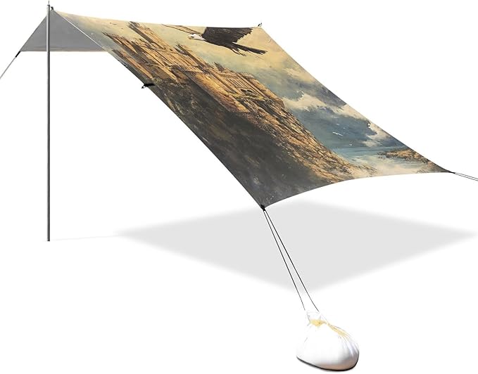 ALAZA Eagles Castle Art Beach Tent Sun Shelter Portable Canopy Sunshade for Outdoor Camping Picnics Backyard Fun 10x9 ft