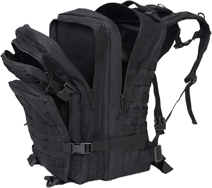 Lawaia Tactical Backpack Military Hunting Gym Hiking Rucking Backpack with Weights Survival Rucksack Tool Motorcycle Accessories Fishing Camping Range Bag 50L for Men (Black)