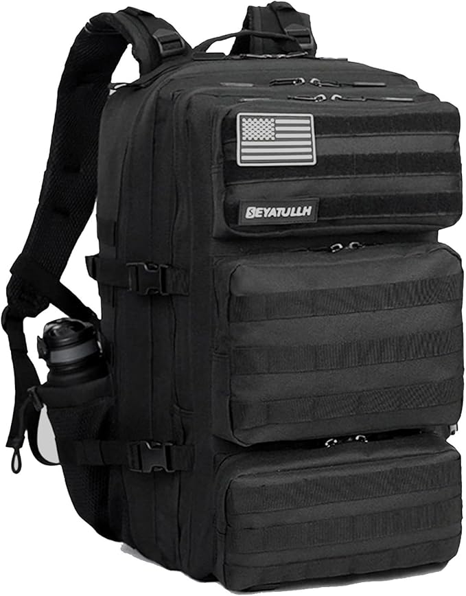 Military Tactical Backpack 55L for Men &amp Women Bug Out Bag Assault pack Molle Daypack Hiking Trekking Rucksack (Black)