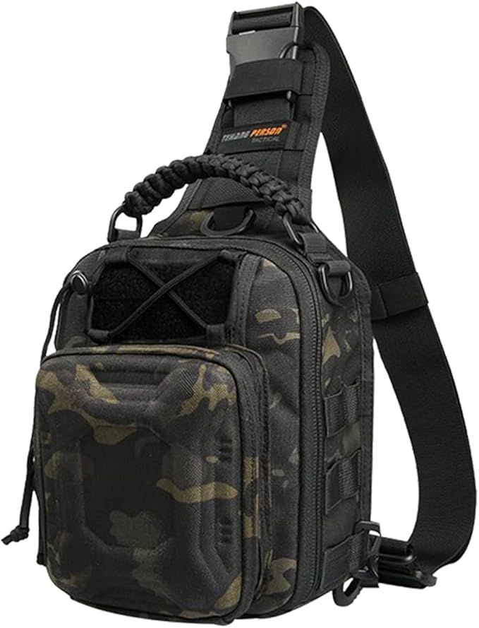 Tactical Hard-Shell Chest Pack men's multi-functional single-shoulder crossbody bag for outdoor cycling water-resistant (dark night)
