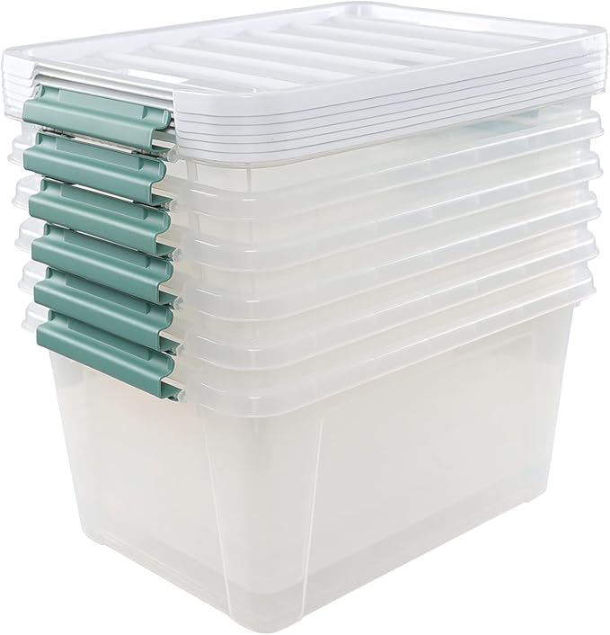 6-Pack 35 L Plastic Storage Box Latch Storage Box with Lids