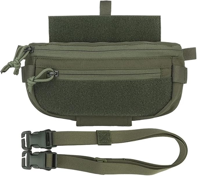 Tactical Drop Pouch Sub Abdominal Carrying Kit Bag Fanny Pack with Hook and Loop Panel for Tactical Chest Rig Outdoor Bag