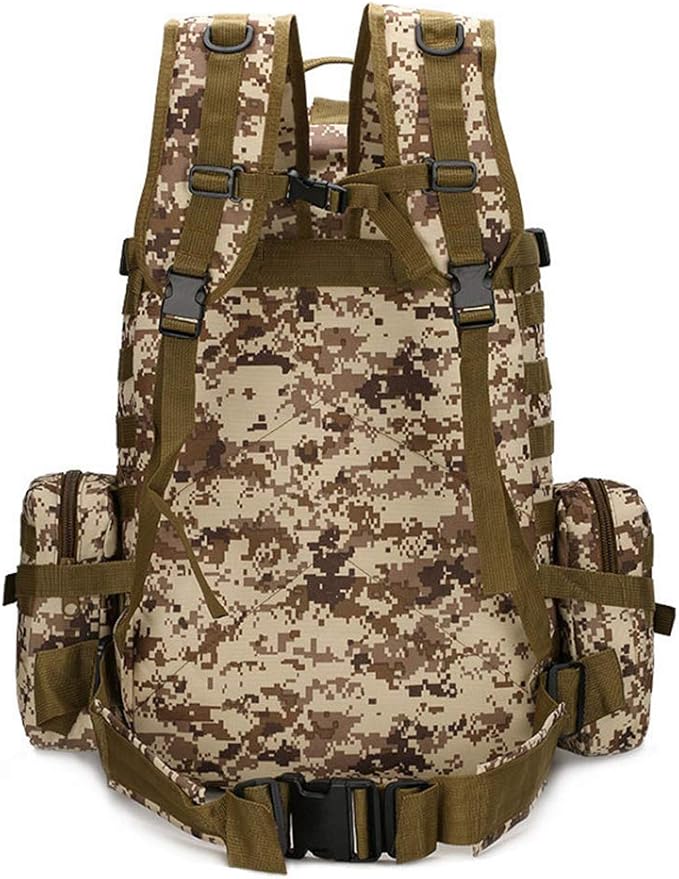 Outdoor Sports Pack Hiking Bag Tactical Rucksack Camo Knapsack Combat Camouflage Molle 55L Tactical Backpack - 3 Color Desert