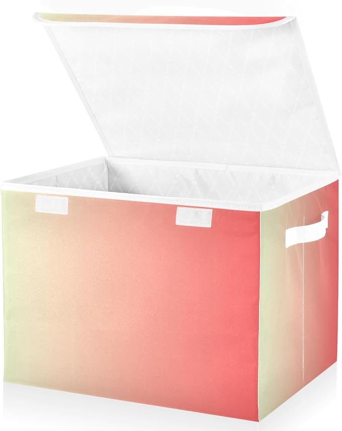 Peach Gradient Storage Bins with Lid Foldable Home Storage Qt Storage Bins with Lids for School Supply Office Basket
