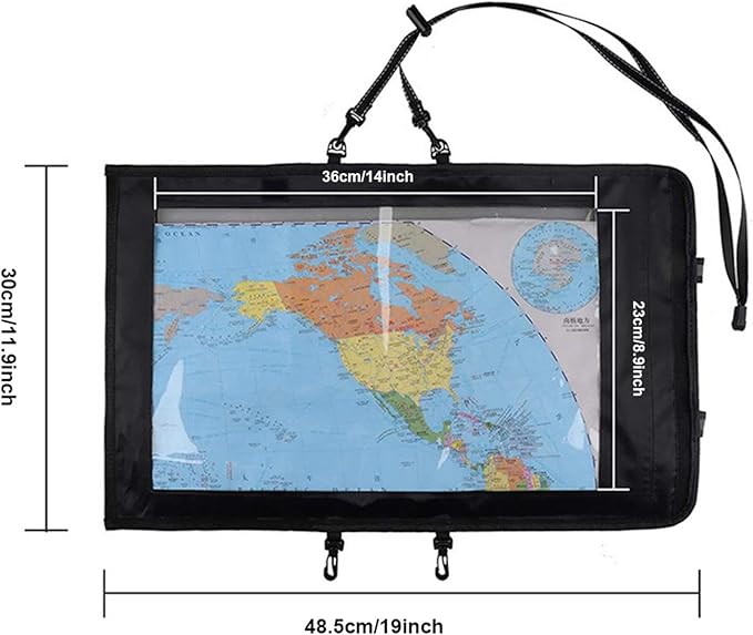 Waterproof Map Case Hiking Map Pouch Holder Transparent Window Map Storage Bag with Zipper and Lanyard Deisgn for Outdoor Hiking Camping