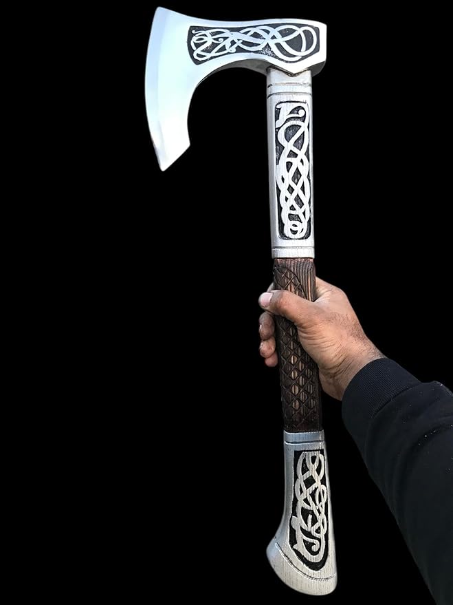 [DARK WARRIOR] 24.0 New Assassin's Creed Valhala Viking Battle Eivor Axefully functional Hand Forged Carbon Steel With Engraving Wood HandlePersonalised Gift For Viking &amp Gaming Lovers.[ACX-X1-
