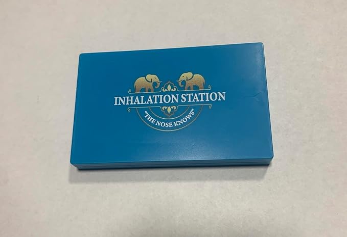 Inhalation Station Turquoise Blue 7 Slot Snuff Storage Box w/Built in Slim 3 Metal Straw Portable Travel Case