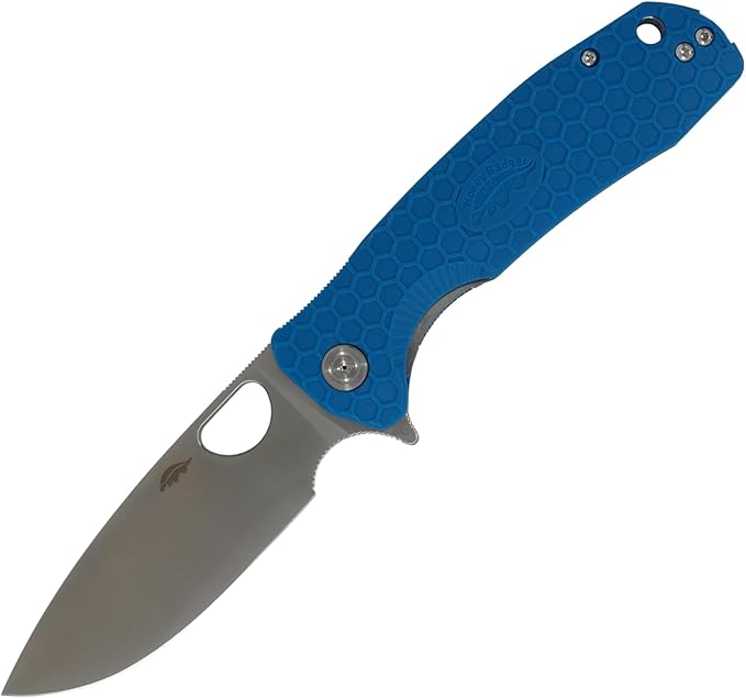 Honey Badger Large Pocket Knife EDC Drop Point Folding Utility Knife 3.6 Steel Blade Reversible Pocket Clip - (3.8oz) Drop Point Large Blue HB1004