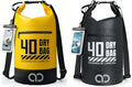 Lamicall 40L &amp 40L Dry Bag Waterproof Backpack - [Zippered Pocket] Roll Top Waterproof Bag Black &amp Lemon Yellow
