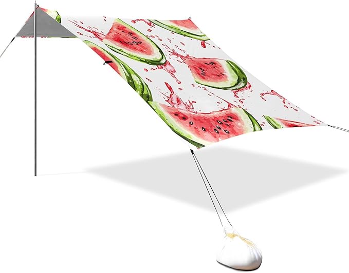 ALAZA Watermelon Watercolor Pattern Beach Tent Sun Shelter Portable Canopy Sunshade for Outdoor Camping Picnics Backyard Fun 10x9 ft
