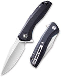 CIVIVI Liner Lock Folding Knife Baklash 3.5 Satin Blade G10 Handles Reversible Pocket Clip C801C (Black)