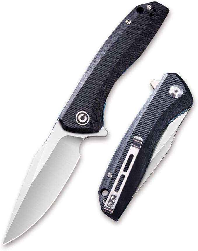 CIVIVI Liner Lock Folding Knife Baklash 3.5 Satin Blade G10 Handles Reversible Pocket Clip C801C (Black)