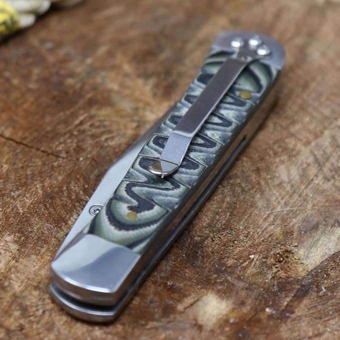 WHISKEY BENT HAT CO. Locking Trapper Folding Pocket Knife 4.125 Closed Length 440C Stainless Steel Blades (Brown Fang - Serrated)